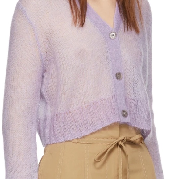 ACNE STUDIOS Purple Cropped Cardigan Sz M - Picture 6 of 16